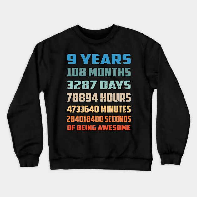 Funny 9 Years Birthday Crewneck Sweatshirt by busines_night